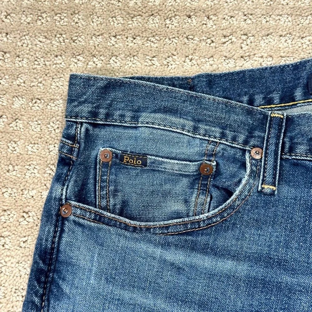 Polo Ralph Lauren Classic Fit Jeans Mens 33x30 Blue Denim Straight Leg Distress